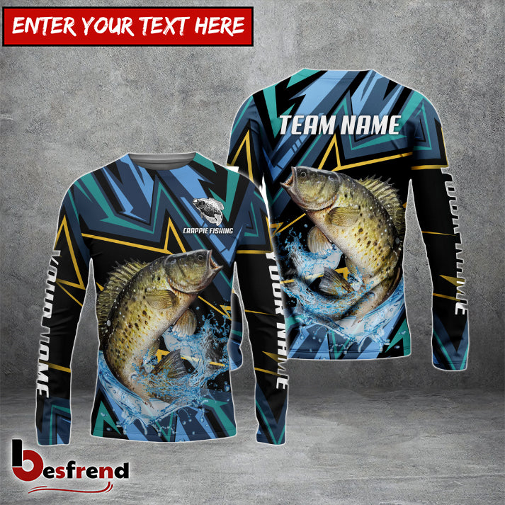 Besfrend Crappie Fishing Lightning Pattern Sport Custom Name  Team Name 3D Shirts