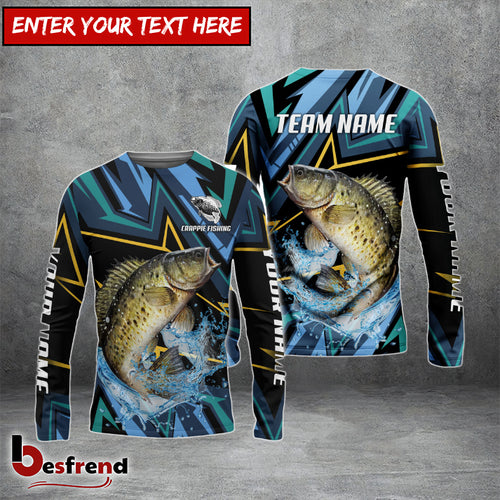 Besfrend Crappie Fishing Lightning Pattern Sport Custom Name  Team Name 3D Shirts