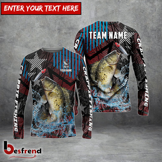 Besfrend Crappie Fishing Rising Star Custom Name  Team Name 3D Shirts