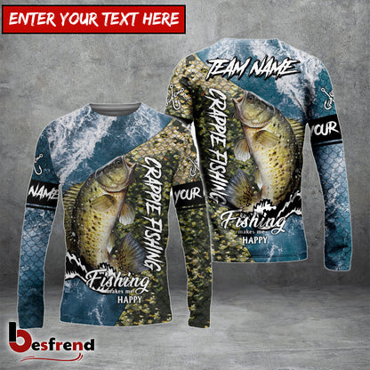 Besfrend Crappie Fishing Skin Seawave Custom Name  Team Name 3D Shirts