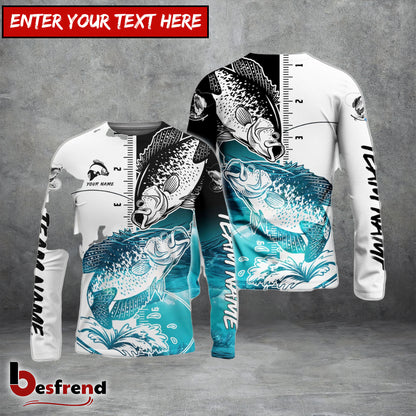 Besfrend Crappie Fishing White Blue Water Custom Name  Team Name 3D Shirts