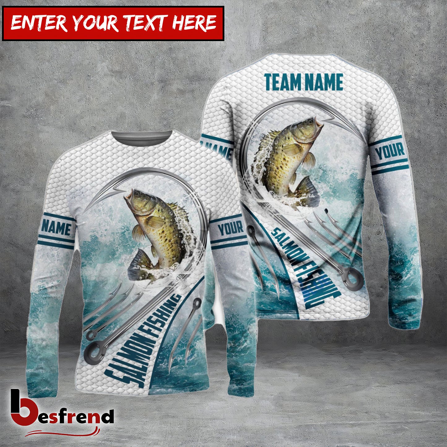 Besfrend Crappie Fishing White Fin Water Sport Custom Name  Team Name 3D Shirts