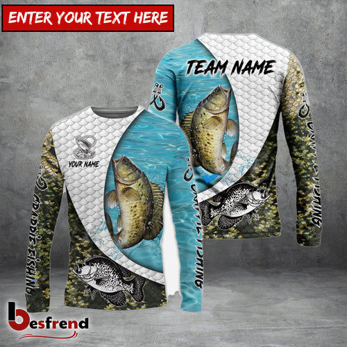 Besfrend Crappie Fishing White Skin Diagonal Custom Name  Team Name 3D Shirts