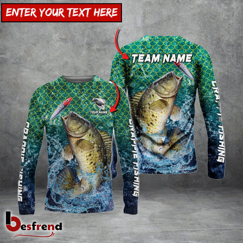 Besfrend Crappie Fishing Yellow Fin Sport Custom Name  Team Name 3D Shirts