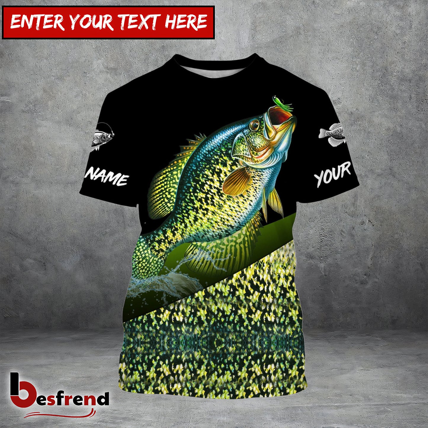 Besfrend Custom Name Crappie Freshwater Fishing Shirts