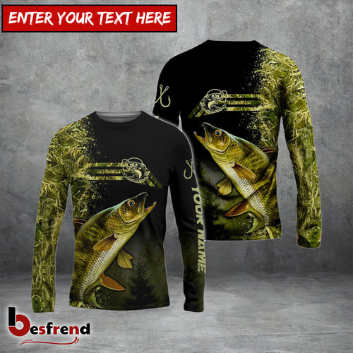 Besfrend Custom Walleye Fishing Camouflage Personalized Walleye 3D Shirts