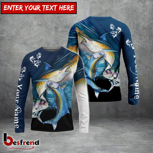 Besfrend Customize Name Fishing Atlantic Sailfish Roosterfish Tarpon 3D Shirts