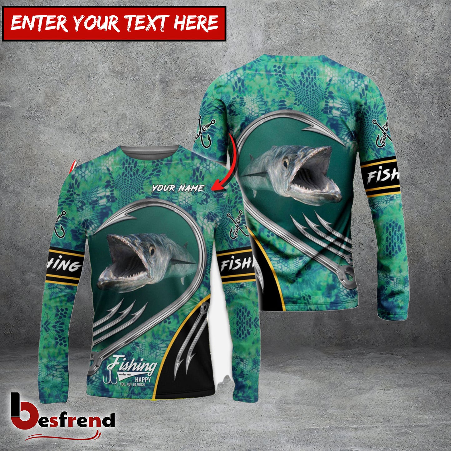 Besfrend Customize Name Fishing Kingfish 3D Shirts