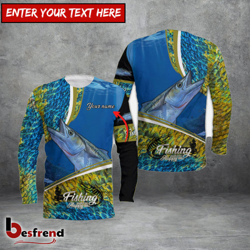 Besfrend Customize Name Fishing Kingfish Makes Me Happy 3D Shirts