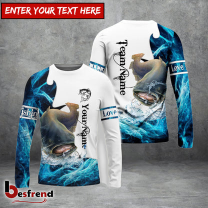 Besfrend Customize Name Team Name Catfish Fishing Water  White 3D Shirts