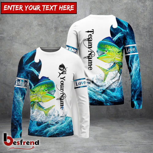 Besfrend Customize Name Team Name Mahimahi Fishing Water  White 3D Shirts