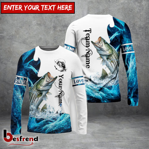 Besfrend Customize Name Team Name Striped Bass Fishing Water  White 3D Shirts