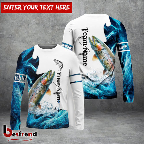 Besfrend Customize Name Team Name Trout Fishing Water  White 3D Shirts