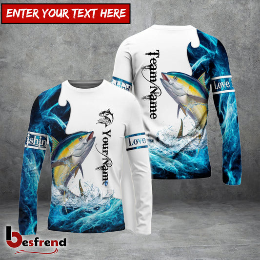 Besfrend Customize Name Team Name Tuna Fishing Water  White 3D Shirts