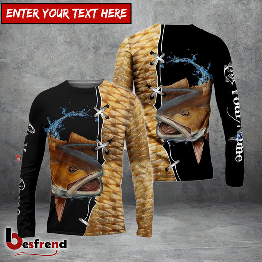 Besfrend Customized Name Redfish Puppy Drum Fishing 3D Shirts