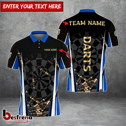 Besfrend Darts Black Gold Personalized Name Team Name 3D Shirt