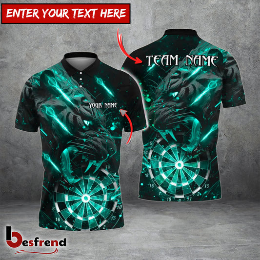 Besfrend Darts Black Tiger Roaring Fire Personalized Name Team Name Shirt