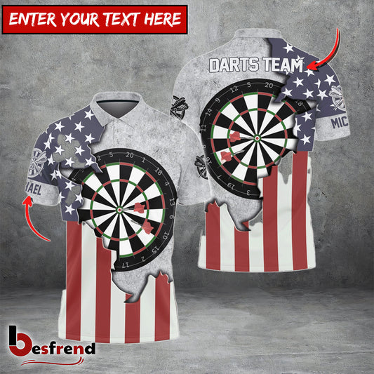Besfrend Darts Board USA Flag Personalized Name Team Name 3D Shirt