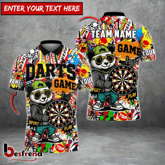 Besfrend Darts Cool Panda Personalized Name Team Name Shirt