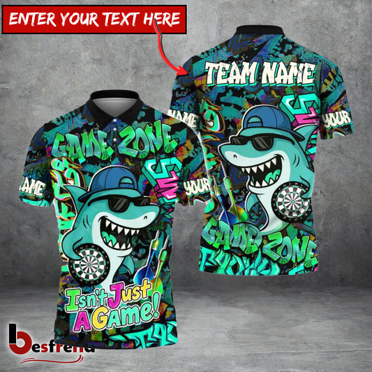 Besfrend Darts Cool Shark Graffiti Style Multicolor Options Personalized Name Shirt