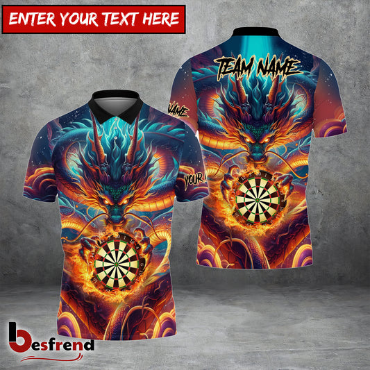 Besfrend Darts Dragon Fire Personalized Name Team Name 3D Shirt