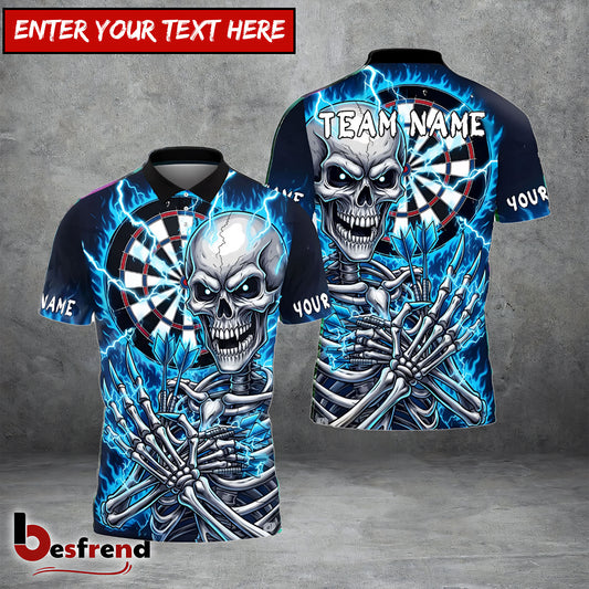 Besfrend Darts Electric Skeleton Dartboard Personalized Name Team Name Shirt
