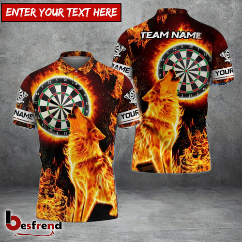 Besfrend Darts Fire Moonlight Dartboard Wolf Personalized Name Team Name Shirt