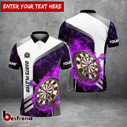 Besfrend Darts Flame Dartboard Strike Multicolor Options Personalized Name Shirt