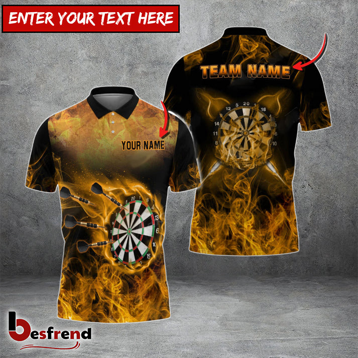 Besfrend Darts Flaming Smoke Personalized Name Team Name 3D Shirt