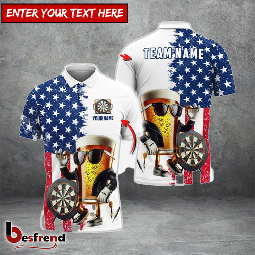 Besfrend Darts Funny Beer Us Flag Personalized Name Team Name Shirt