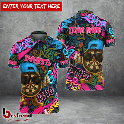 Besfrend Darts Funny Graffiti Cool Aim Crew Multicolor Options Personalized Name Shirt