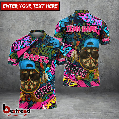 Besfrend Darts Funny Graffiti Cool Aim Crew Multicolor Options Personalized Name Shirt