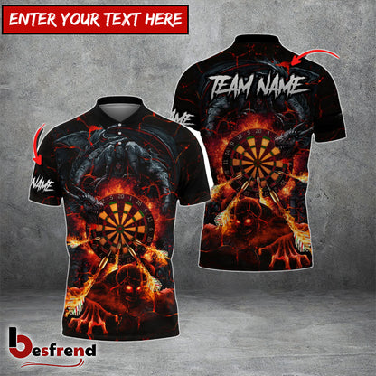 Besfrend Darts Hell Dragon Personalized Name Team Name 3D Shirt