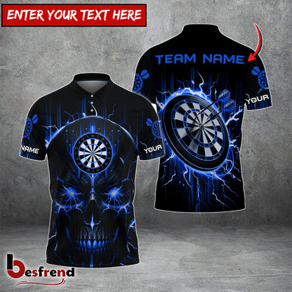 Besfrend Darts Lightning Skull Personalized Name Team Name 3D Shirt