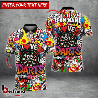 Besfrend Darts Love Darts Graffiti Personalized Name Team Name Shirt
