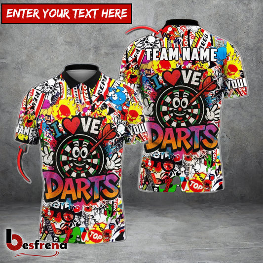 Besfrend Darts Love Darts Graffiti Personalized Name Team Name Shirt