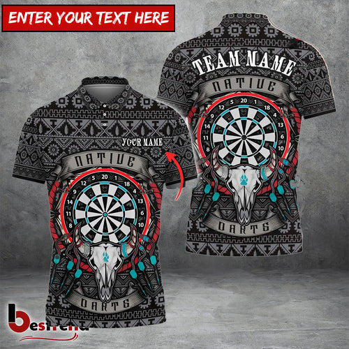Besfrend Darts Native American Skull 2 Personalized Name Team Name Shirt