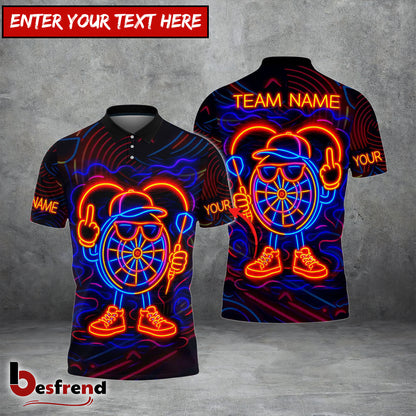 Besfrend Darts Neon Dartboard Champion Personalized Name Team Name Shirt