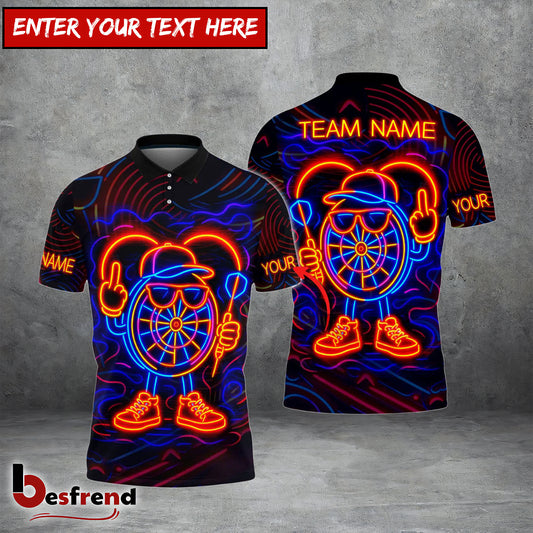 Besfrend Darts Neon Dartboard Champion Personalized Name Team Name Shirt