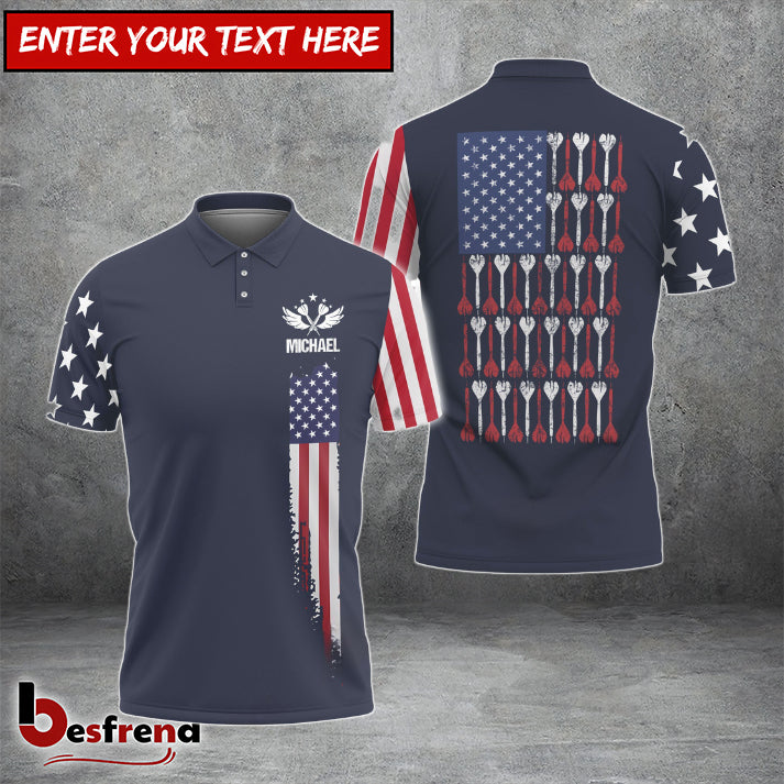 Besfrend Darts Patriotic Flag Version 2 Custom Polo Shirts