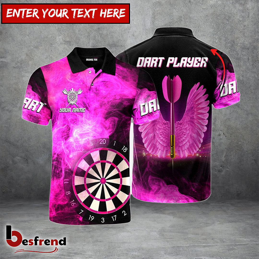 Besfrend Darts Pink Player Arrow With Wings Personalized Name 3D Shirt