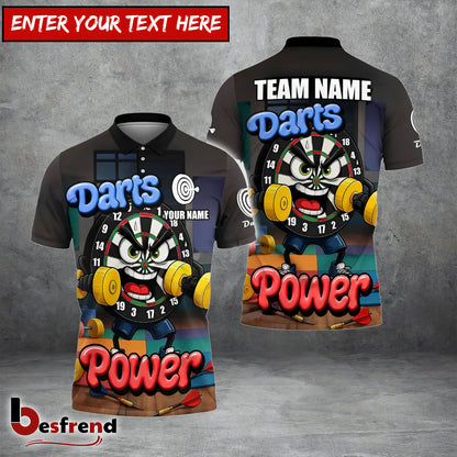 Besfrend Darts Power Gym-Themed Cartoon Personalized Name Team Name Shirt
