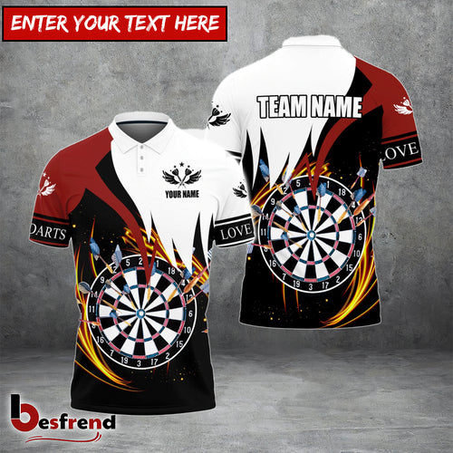 Besfrend Darts Red  White Personalized Name 3D Shirt