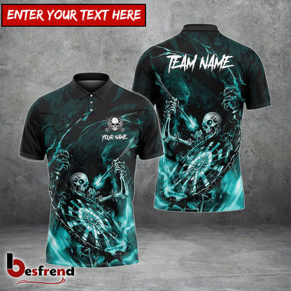Besfrend Darts Skeleton Skull Personalized Name Team Name 3D Shirt