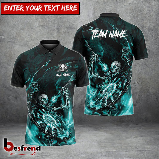 Besfrend Darts Skeleton Skull Personalized Name Team Name 3D Shirt
