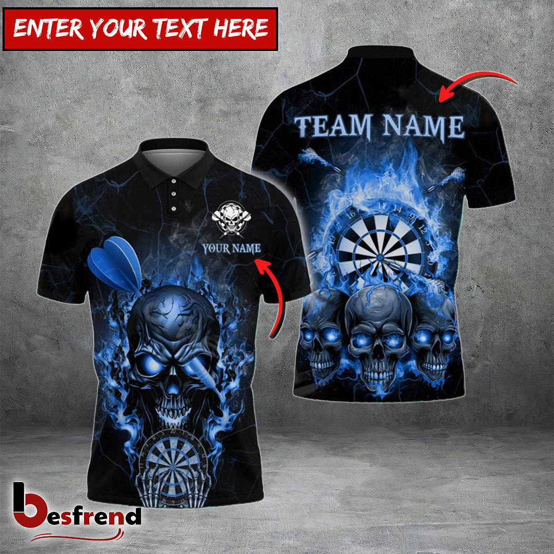Besfrend Darts Skull Fire Dartboard Personalized Name Team Name 3D Shirt