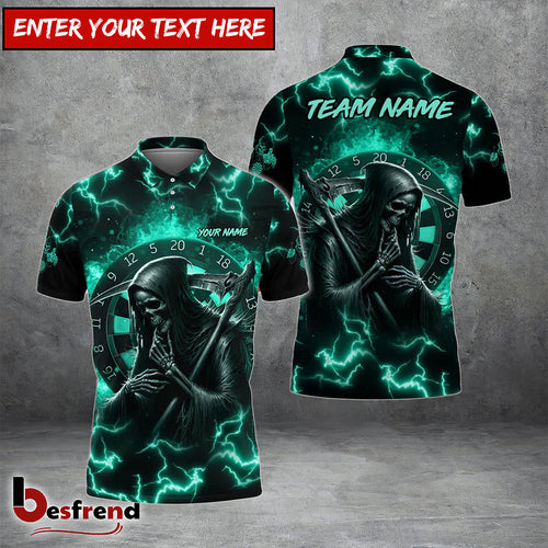 Besfrend Darts Skull Fire Personalized Name Team Name Shirt