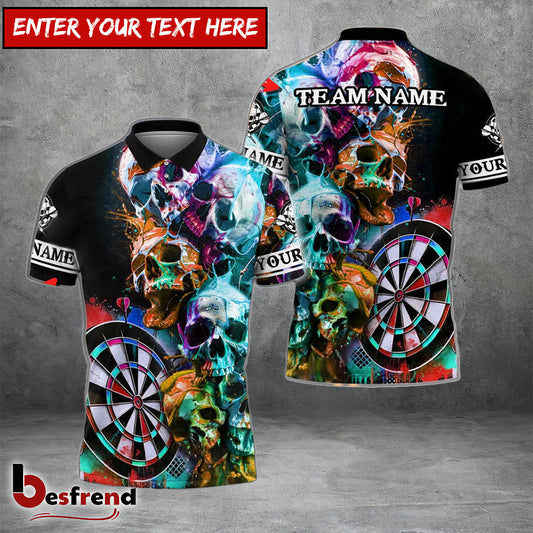 Besfrend Darts Skull Graffiti Colorful Paint Personalized Name Team Name 3D Shirt