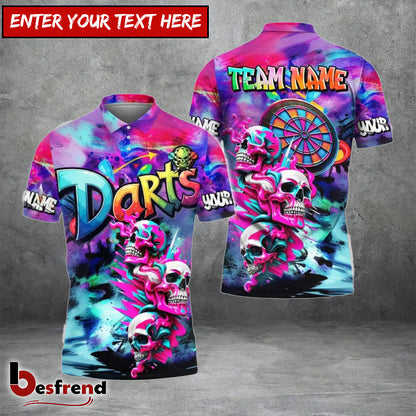 Besfrend Darts Skull Neon Graffiti Personalized Name Team Name Shirt
