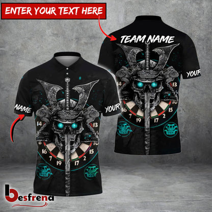 Besfrend Darts Skull Samurai Personalized Name Team Name Shirt